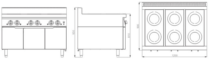 六頭電磁煲仔爐圖紙 四頭煲仔爐圖紙